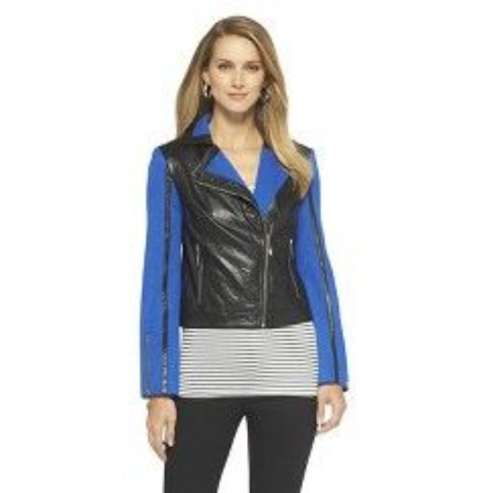 WD.NY Colorblock Faux Leather Moto Jacket Jrs XL